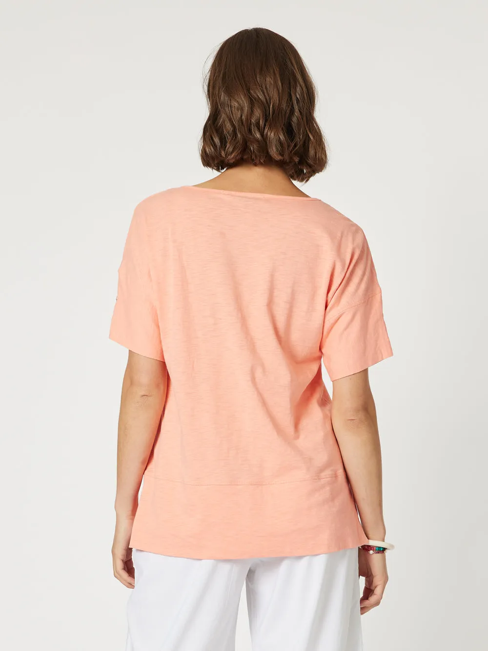 Bonnie Cotton V-neck T-shirt - Melon sold by RC & Co product image thumbnail 5