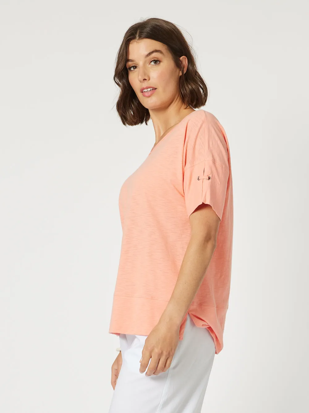 Bonnie Cotton V-neck T-shirt - Melon sold by RC & Co product image thumbnail 4