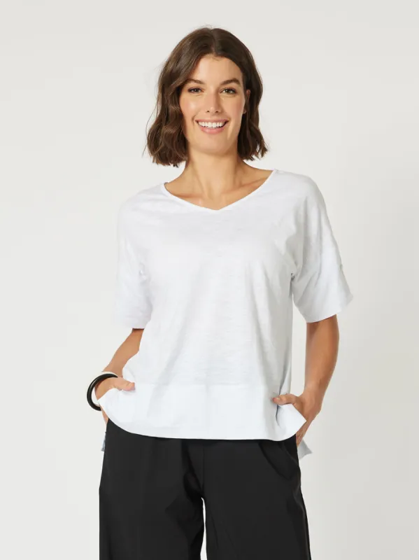 Bonnie Cotton V-neck T-shirt - White sold by RC & Co