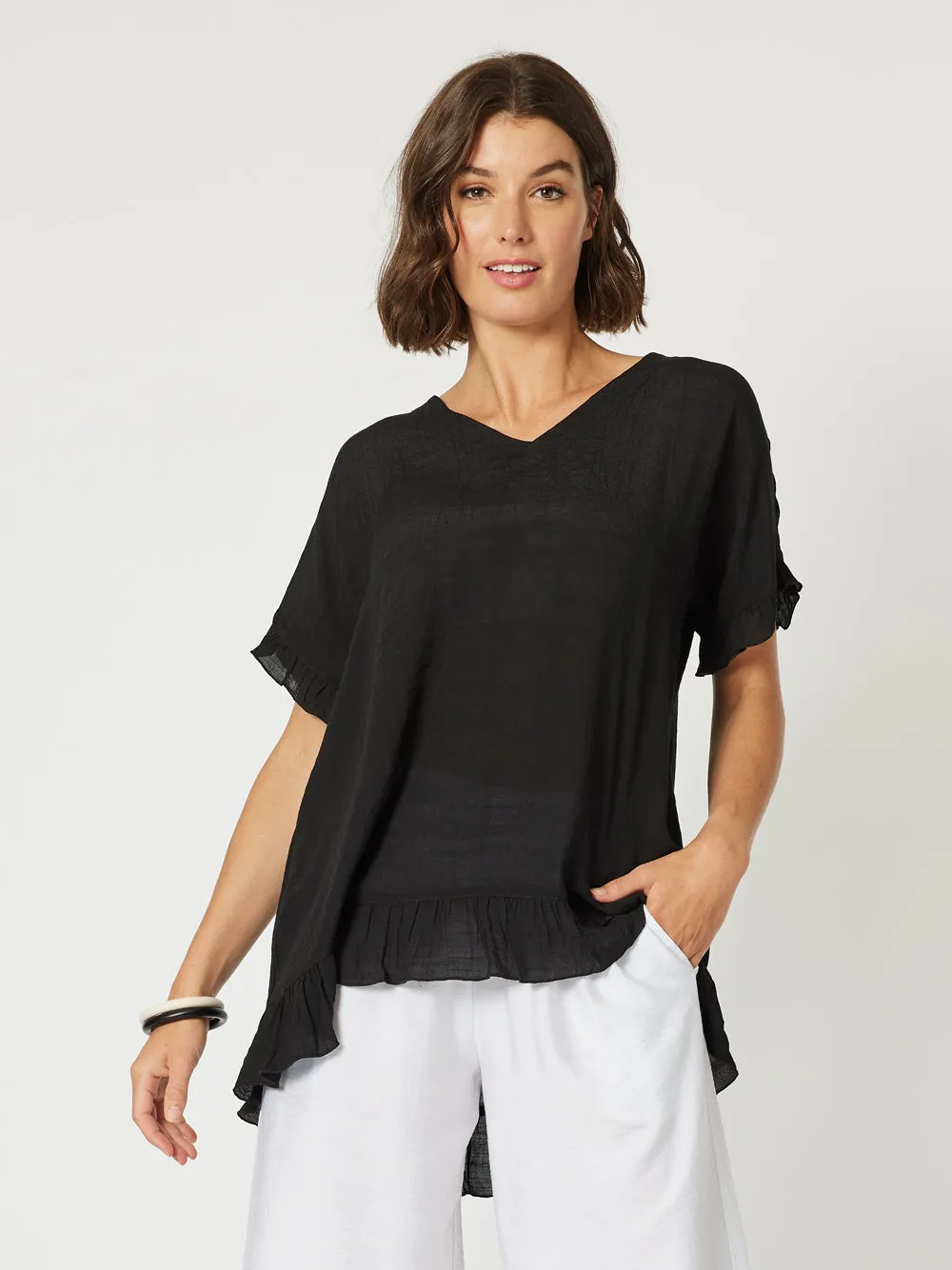 Button Back Top - Black sold by RC & Co