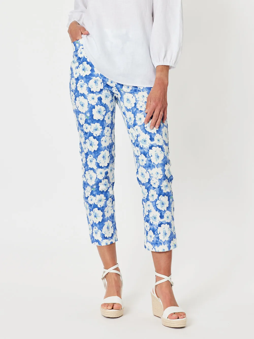 Flowers For Me Floral Pants - Blue sold by RC & Co