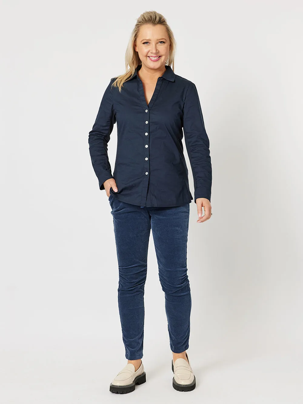 Emma Rib Detail Shirt - Navy sold by RC & Co product image thumbnail 2