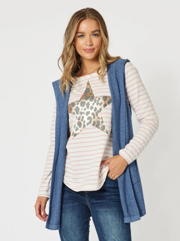 Ollie Side Button Vest - Indigo sold by RC & Co