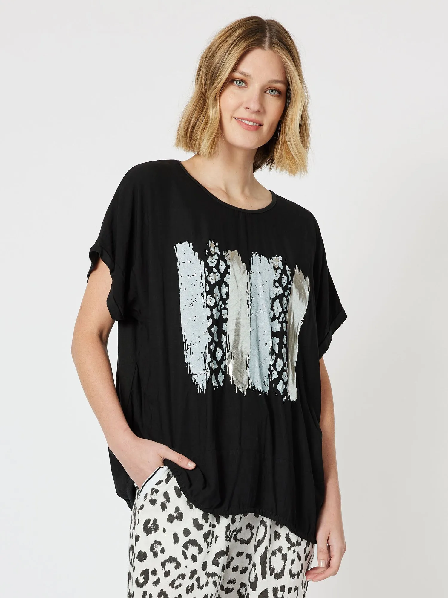 Animal Print Front Top - Black sold by RC & Co