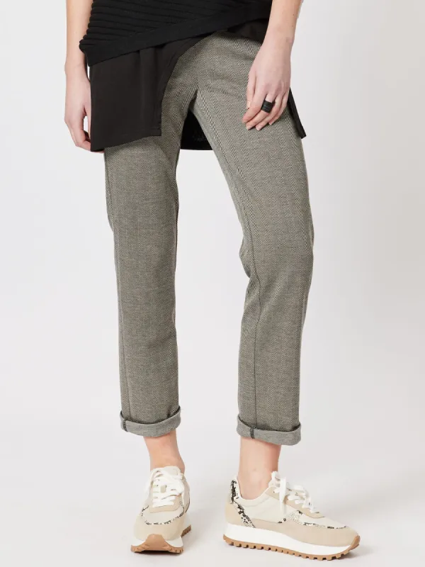 Herringbone Pull On Pant - Natural sold by RC & Co