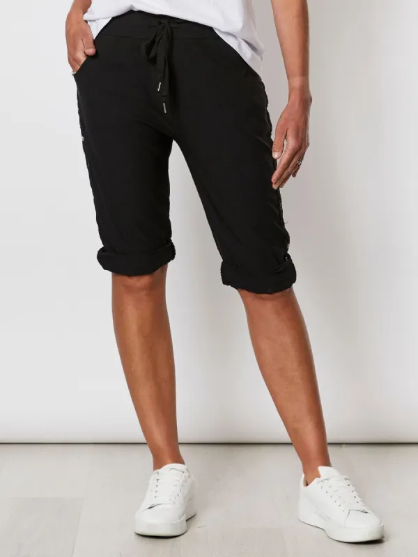 Crushed Embellished Pull On Short - Black sold by RC & Co