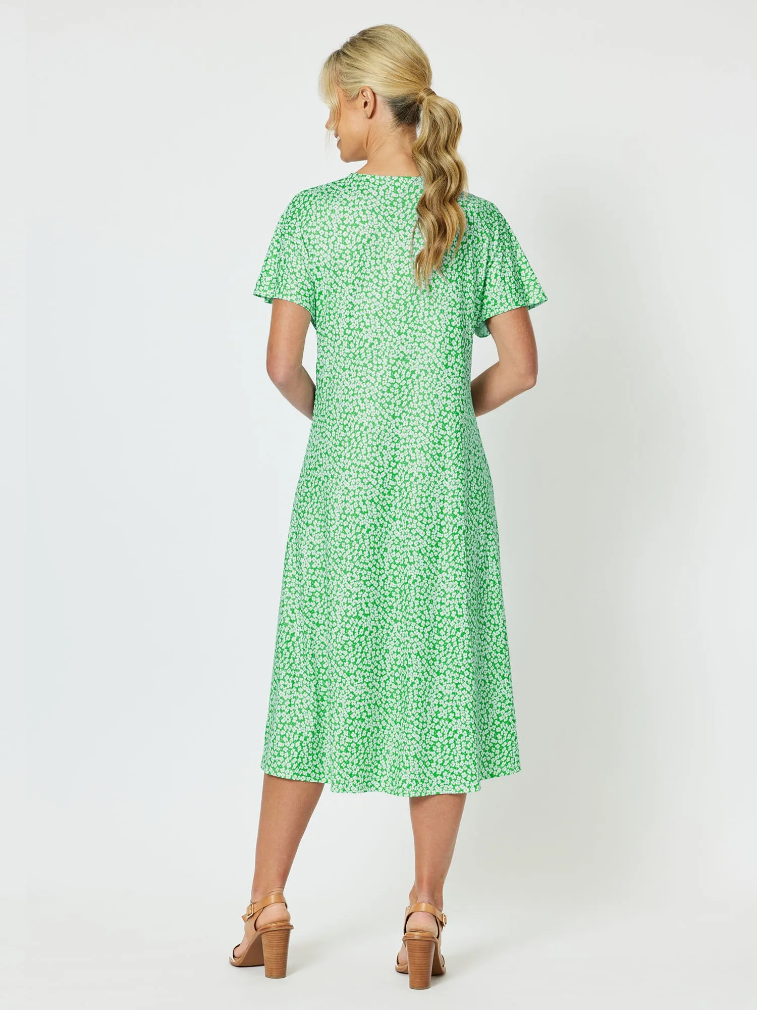 Miss Daisy Print A-Line Dress - Emerald sold by RC & Co product image thumbnail 4