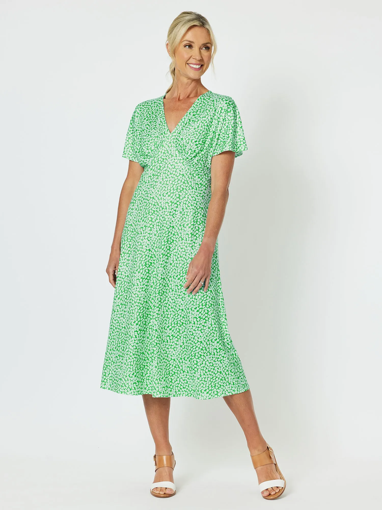 Miss Daisy Print A-Line Dress - Emerald sold by RC & Co product image thumbnail 5