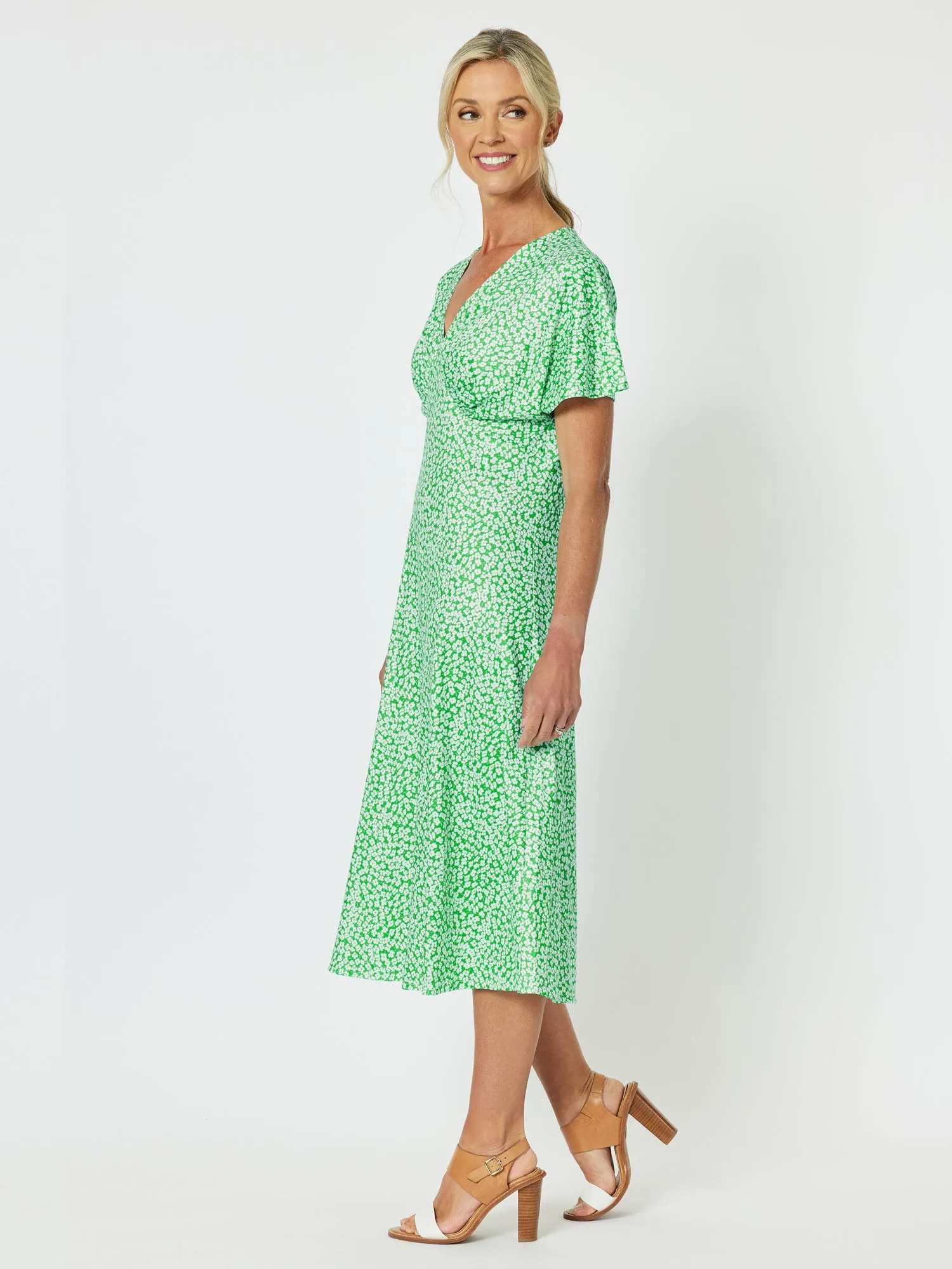 Miss Daisy Print A-Line Dress - Emerald sold by RC & Co product image thumbnail 3