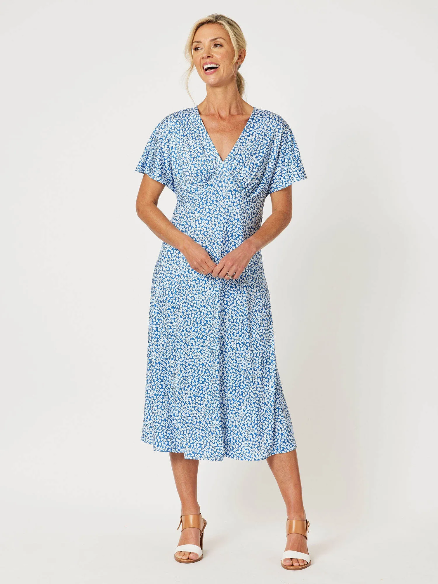 Miss Daisy Print A-Line Dress - Cornflower sold by RC & Co