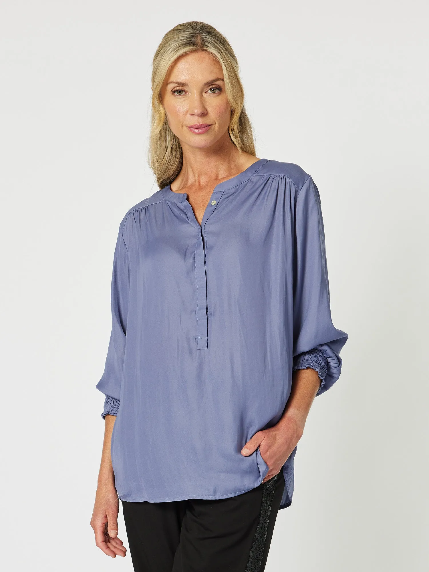 Luxe Nehru Top - Amethyst sold by RC & Co