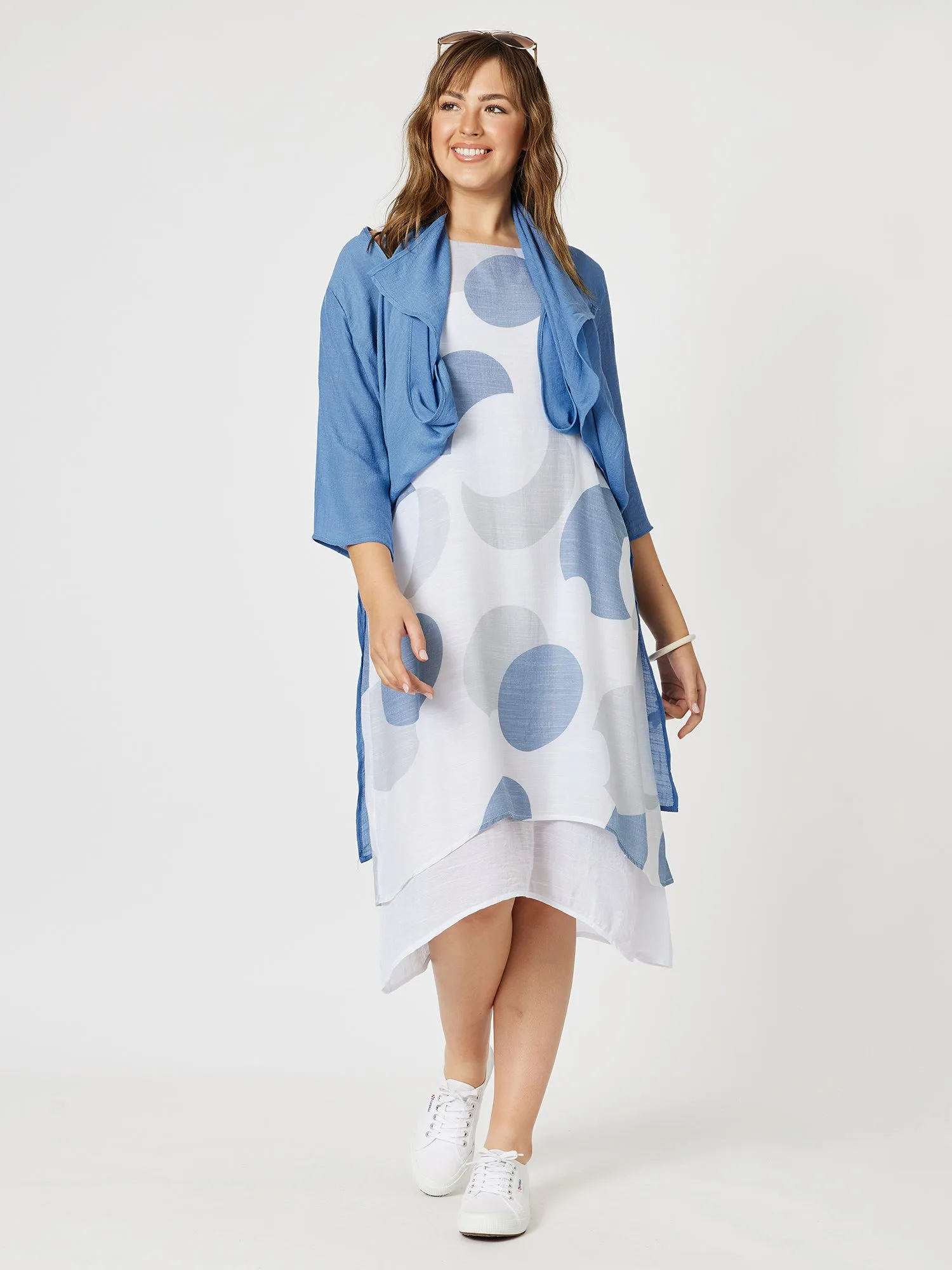 Longline Crinkle Viscose Cardigan - Denim sold by RC & Co product image thumbnail 3