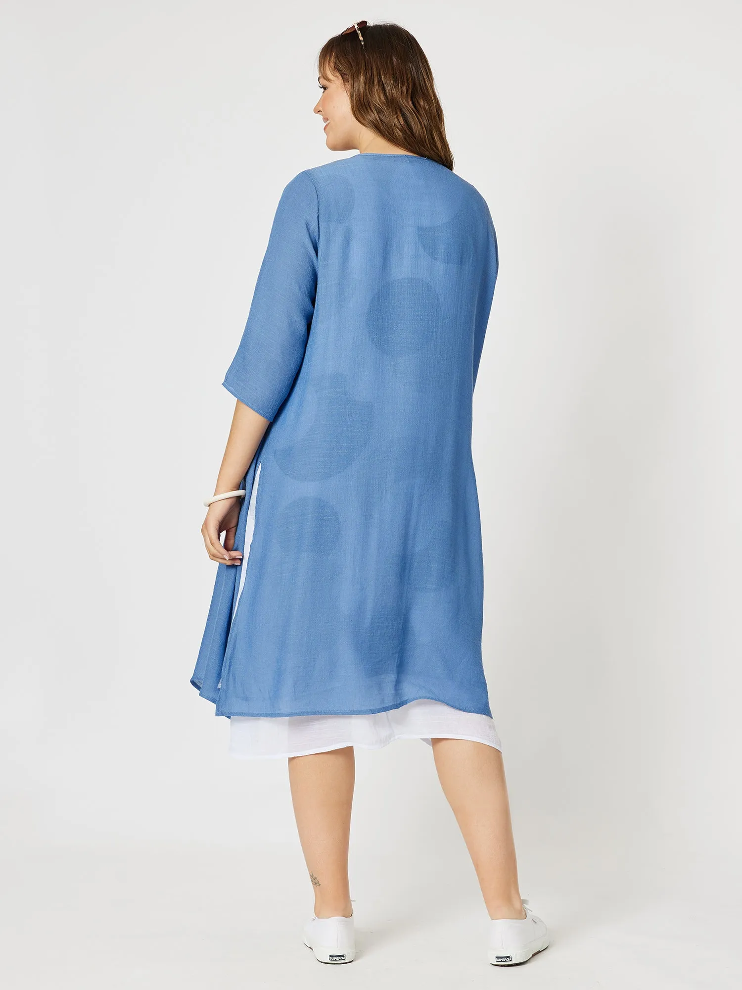 Longline Crinkle Viscose Cardigan - Denim sold by RC & Co product image thumbnail 4