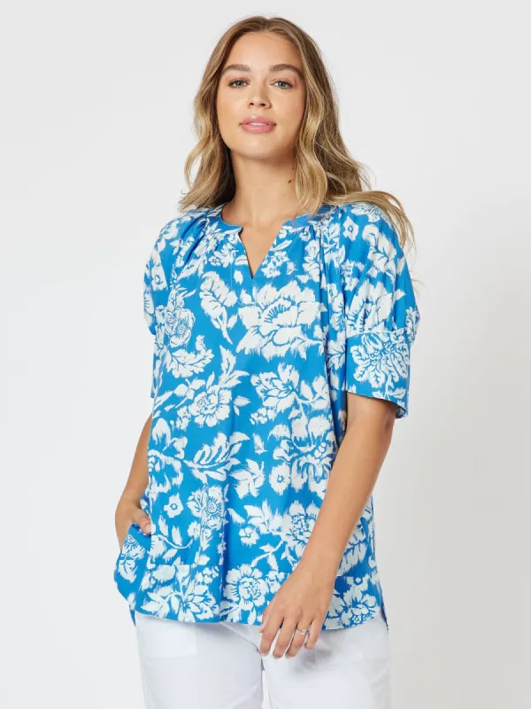 Amour Cotton Print Top - Blue sold by RC & Co