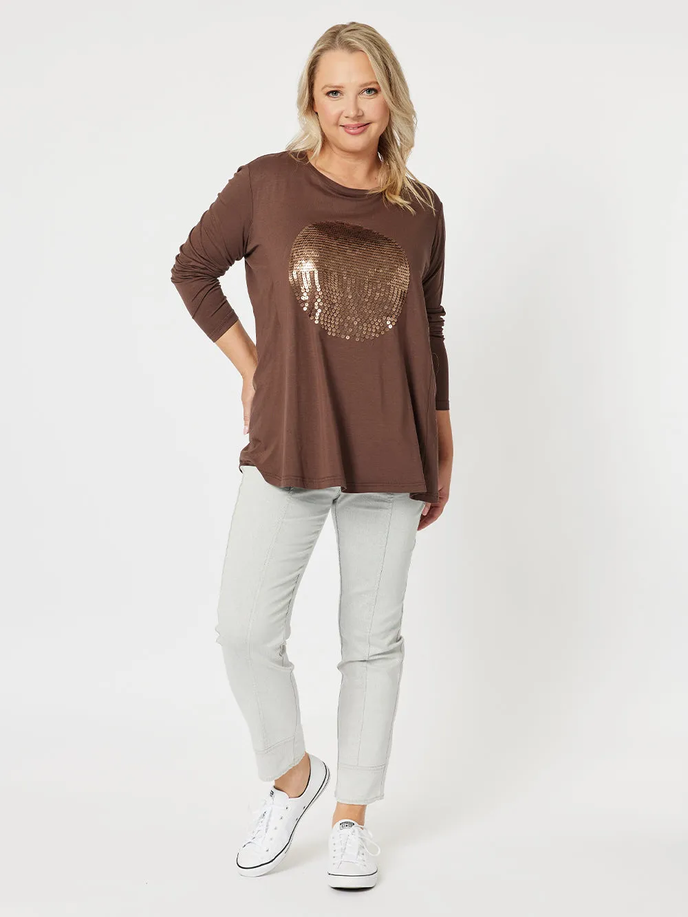 Over The Moon Long Sleeve Top - Chocolate sold by RC & Co product image thumbnail 2