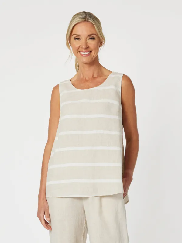 Patio Stripe Print Tank - Natural sold by RC & Co