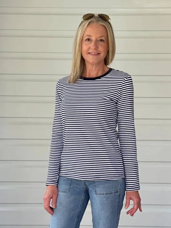 Anchor Stripe Tee - Navy/White sold by RC & Co