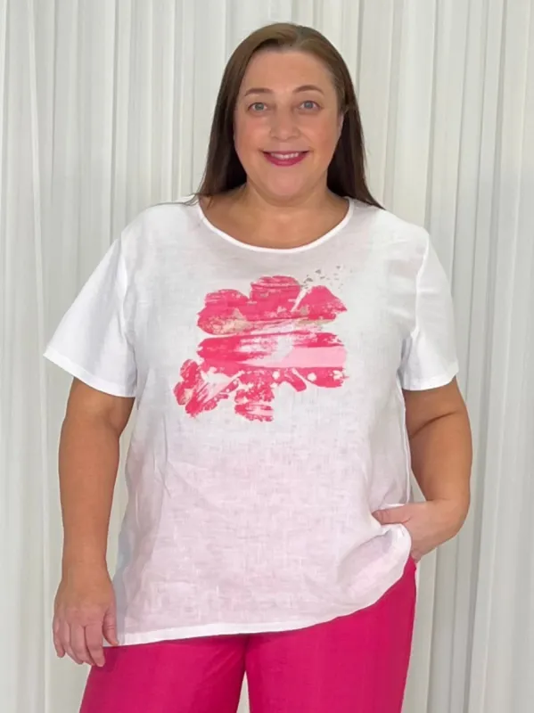 Pink Flower Tunic-White/Pink sold by RC & Co