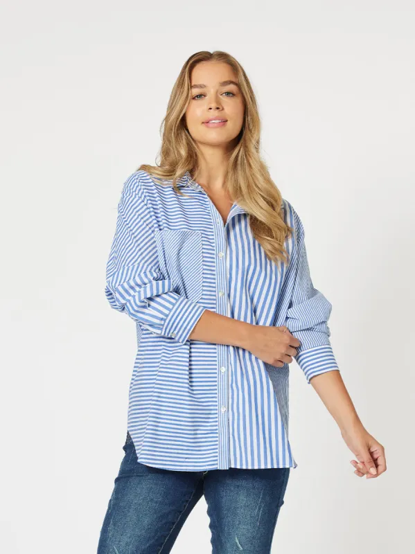 Hampton Stripe Shirt - Sapphire sold by RC & Co