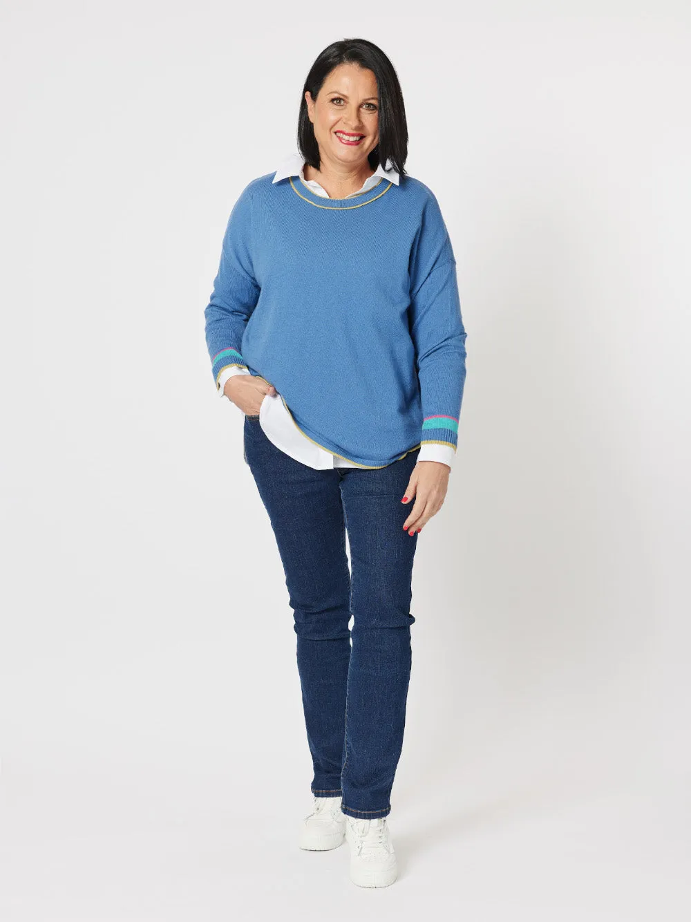 Yale Contrast Trim Knit - Blue sold by RC & Co product image thumbnail 2