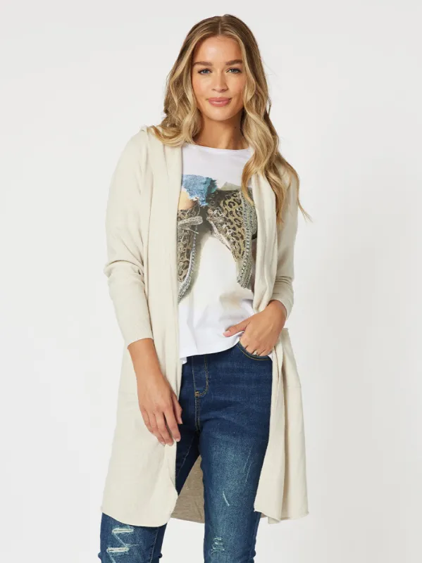 Ella Long Line Cardi - Natural sold by RC & Co