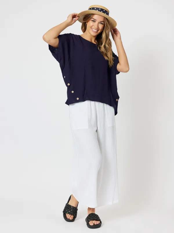 Byron Cotton Relaxed Top - Navy sold by RC & Co
