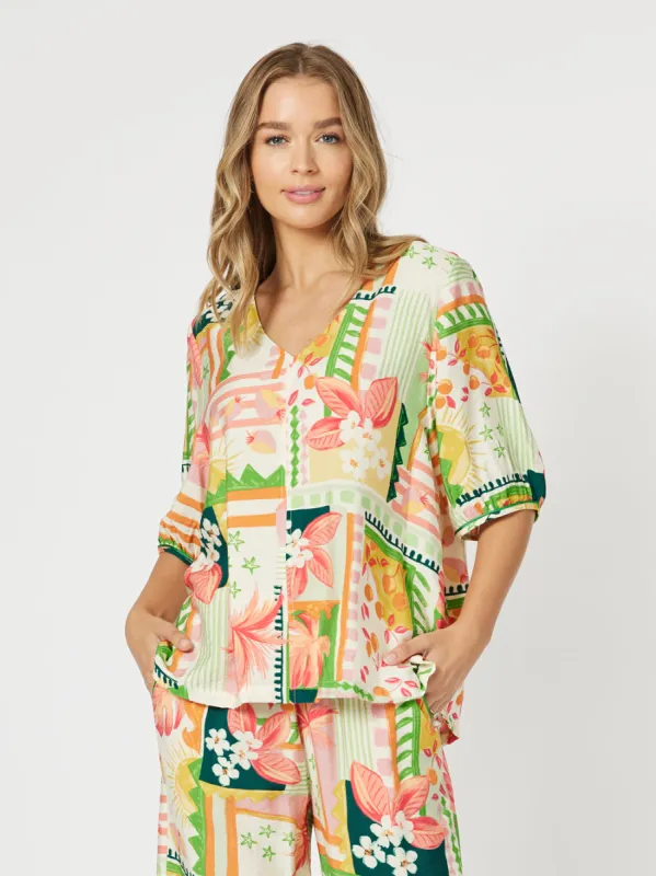 Cancun V Neck Top - Multi sold by RC & Co