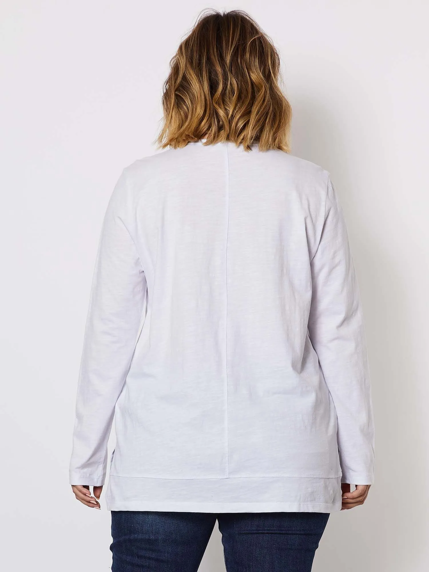 Animal Star Print Long Sleeve Cotton Top - White sold by RC & Co product image thumbnail 3