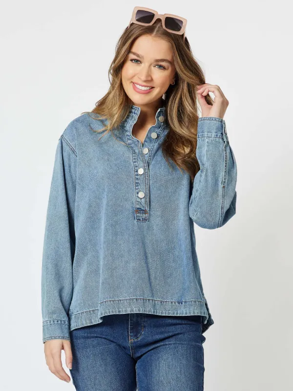 Button Detail Denim Shirt - Denim sold by RC & Co