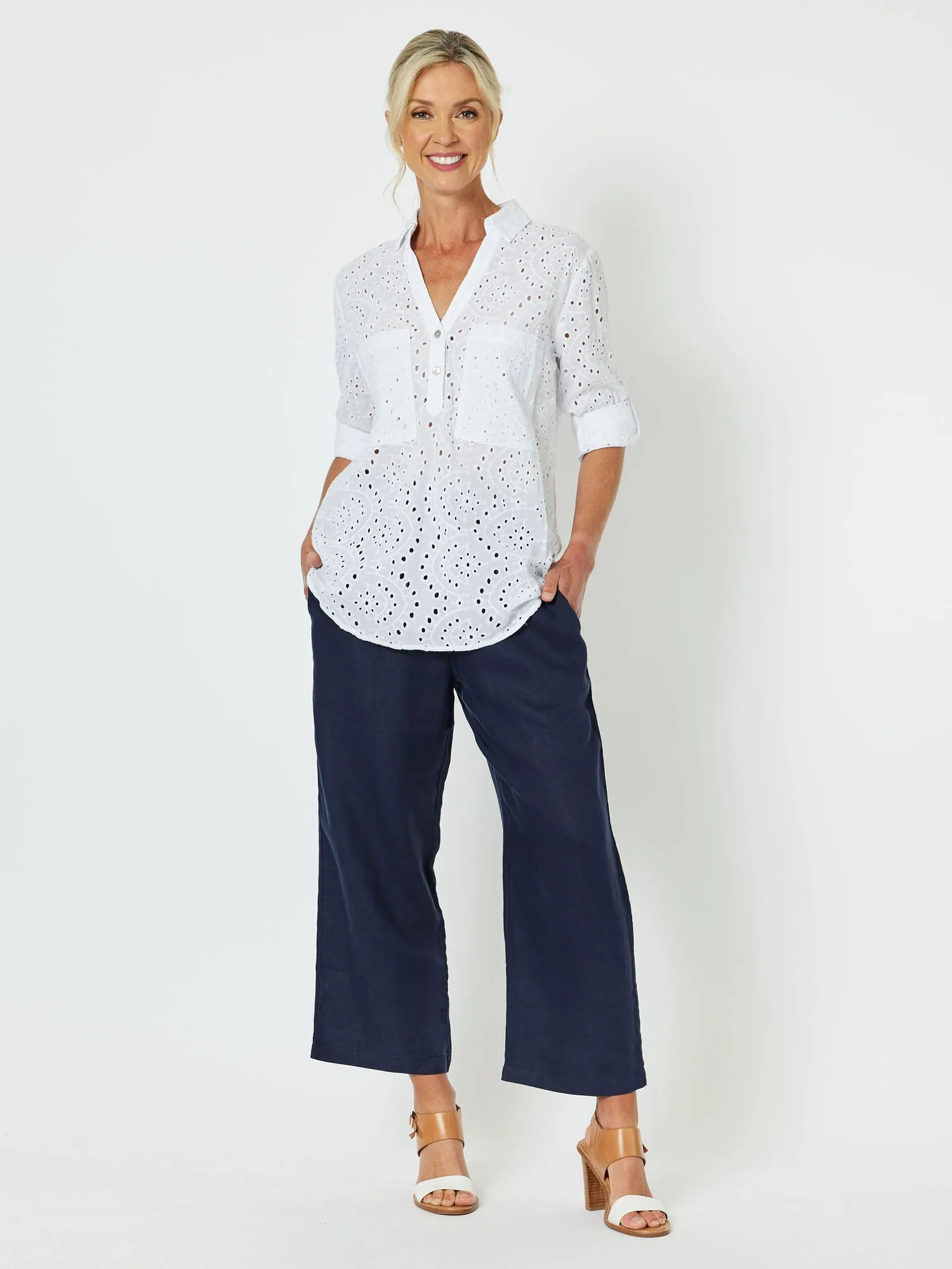 Broderie Lace Cotton Shirt - White sold by RC & Co product image thumbnail 5