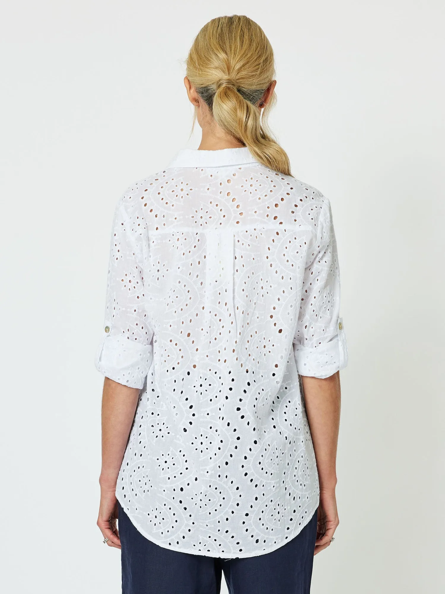 Broderie Lace Cotton Shirt - White sold by RC & Co product image thumbnail 4