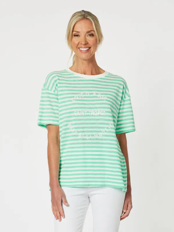 Saint Tropez Stripe Print Tee - Mint sold by RC & Co