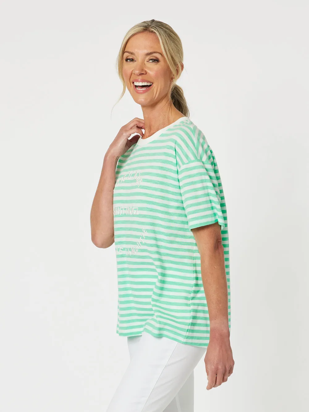 Saint Tropez Stripe Print Tee - Mint sold by RC & Co product image thumbnail 3