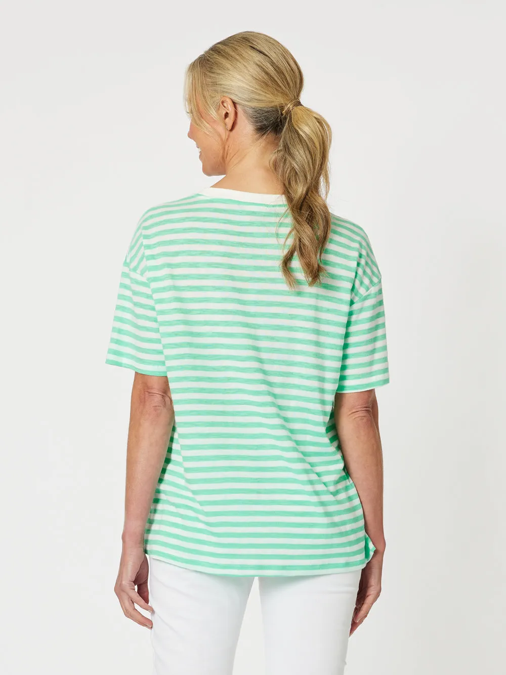 Saint Tropez Stripe Print Tee - Mint sold by RC & Co product image thumbnail 4