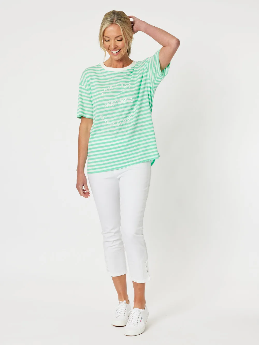 Saint Tropez Stripe Print Tee - Mint sold by RC & Co product image thumbnail 2