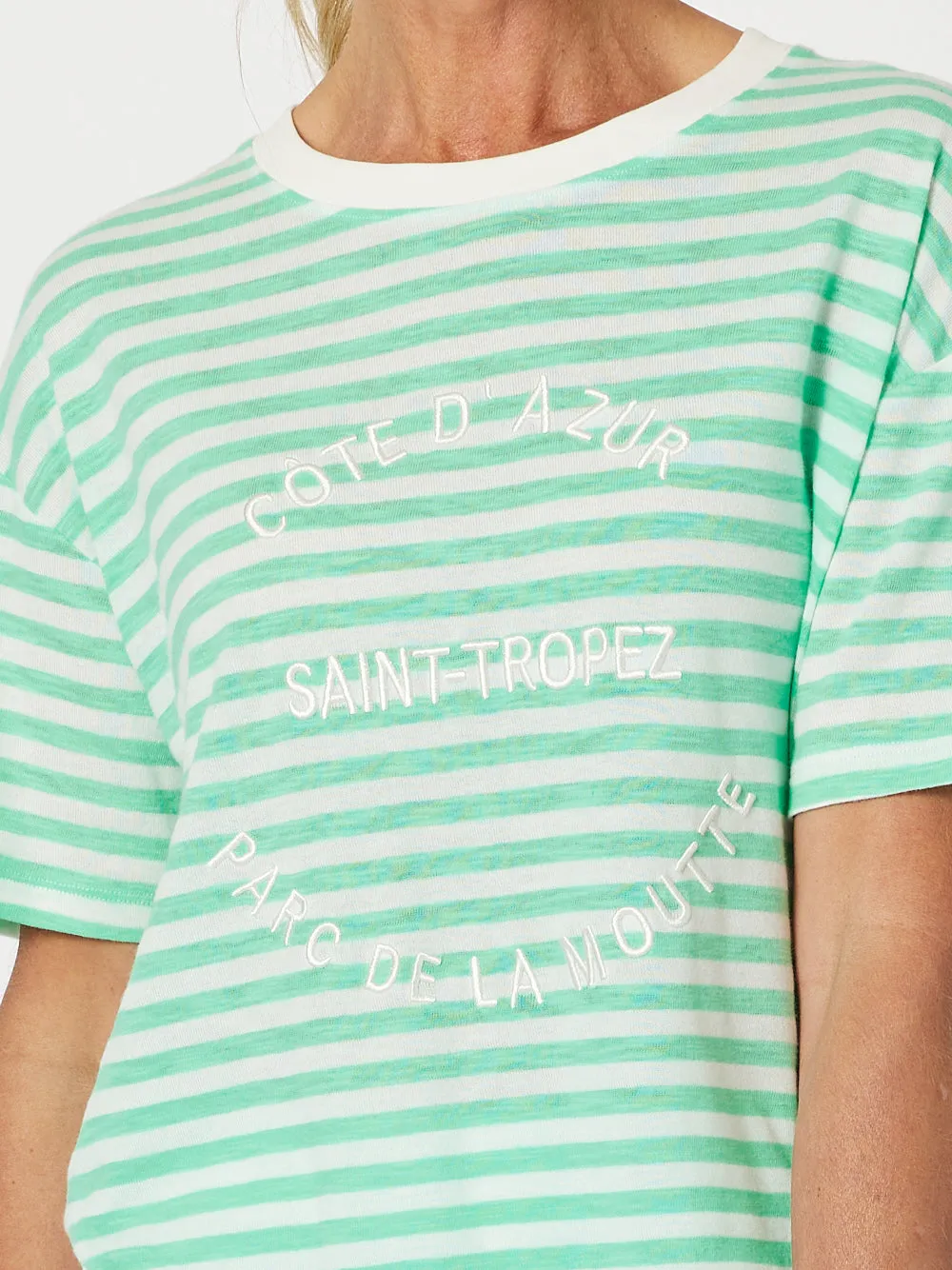 Saint Tropez Stripe Print Tee - Mint sold by RC & Co product image thumbnail 5