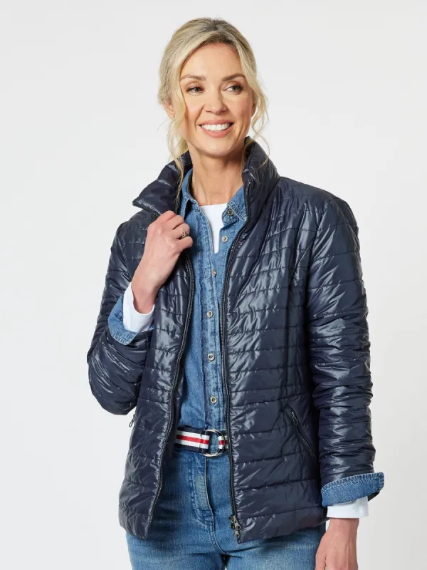 Pearlised Puffer Jacket - Midnight sold by RC & Co