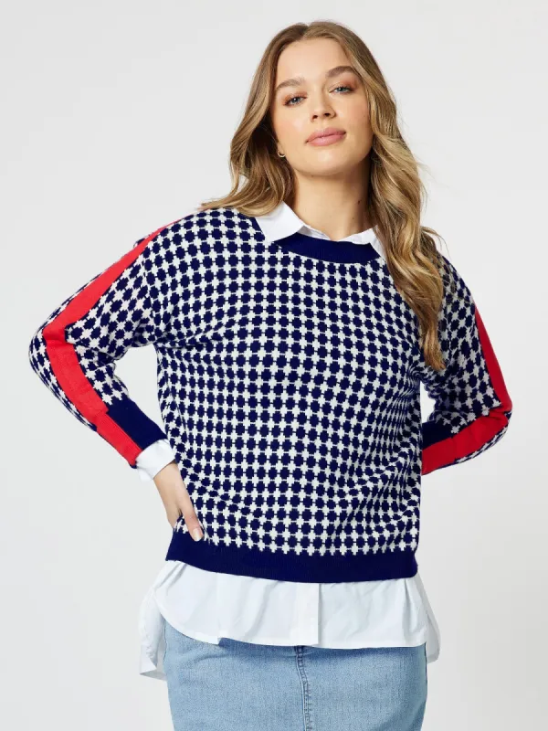 Hope Contrast Knit Top - Navy/Red sold by RC & Co