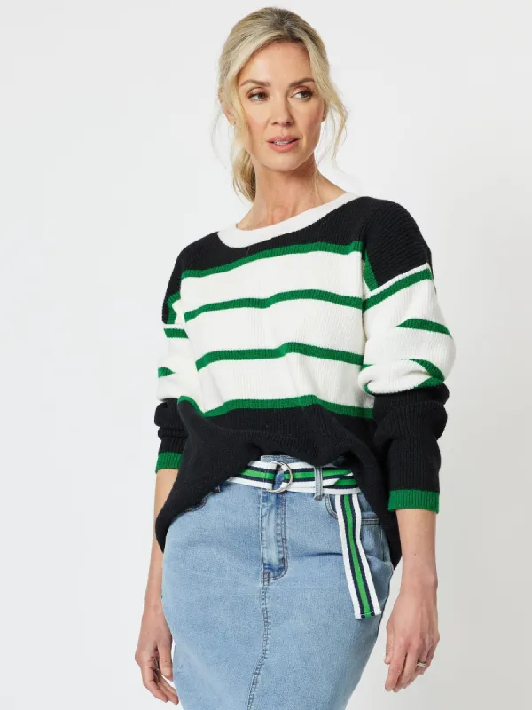 Chunky Stripe Rib Knit Jumper - Black sold by RC & Co