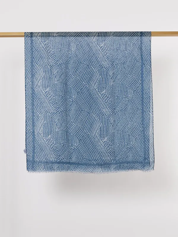 Droplets Printed Scarf - Blue sold by RC & Co