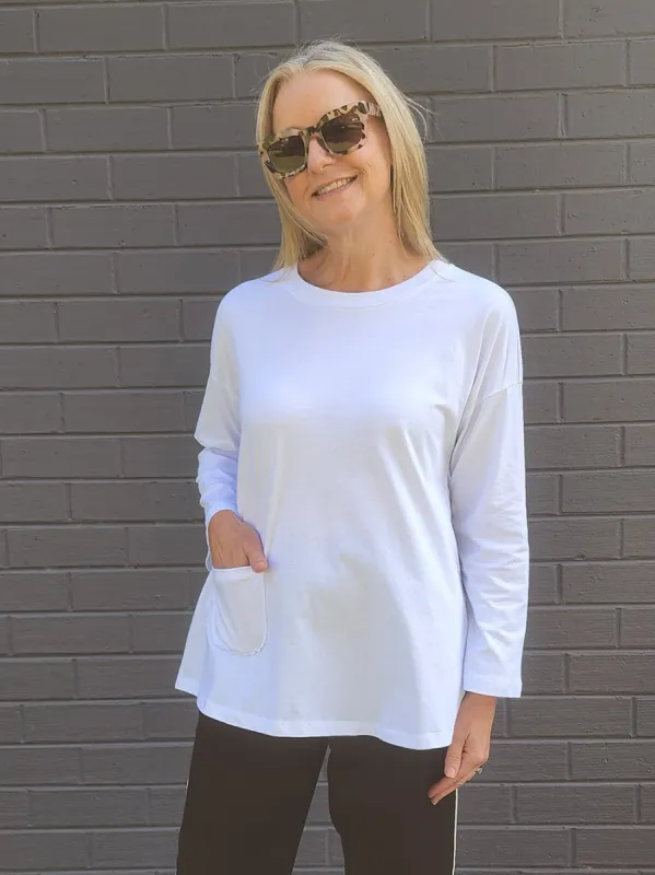 Una Cotton Pocket Top - White sold by RC & Co