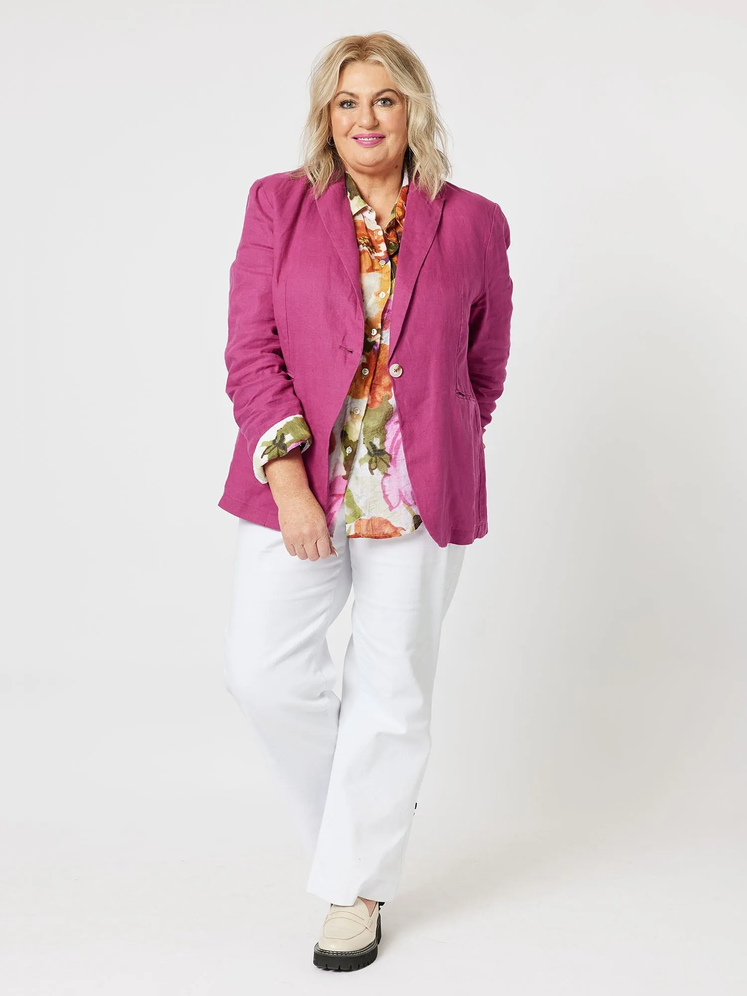 Ballina Linen Jacket - Magenta sold by RC & Co product image thumbnail 2