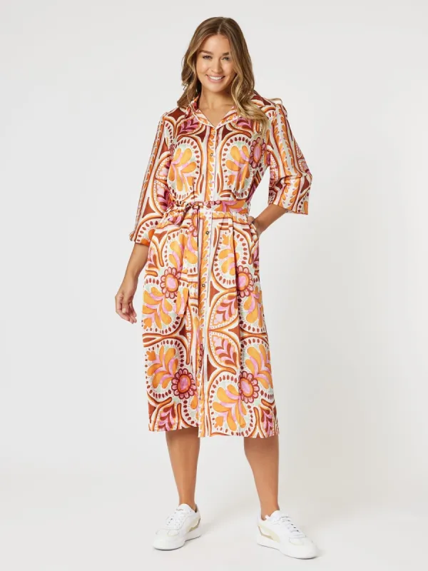 Studio Floral Print Shirt Dress - Fig sold by RC & Co
