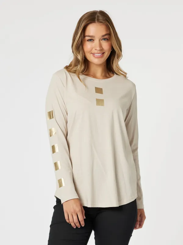 Be Square Long Sleeve Tee - Natural sold by RC & Co