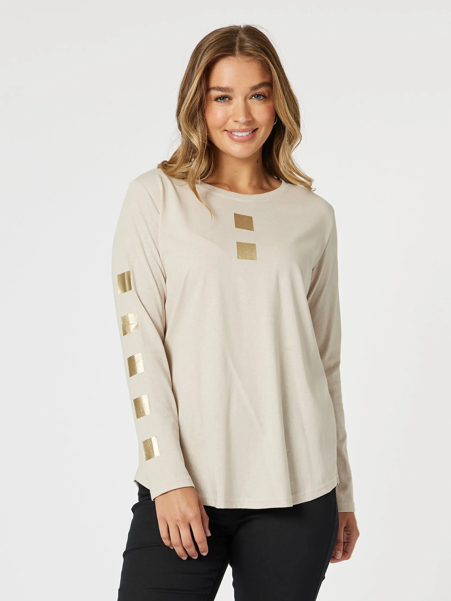 Be Square Long Sleeve Tee - Natural sold by RC & Co