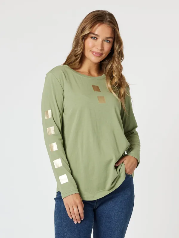 Be Square Long Sleeve Tee - Khaki sold by RC & Co