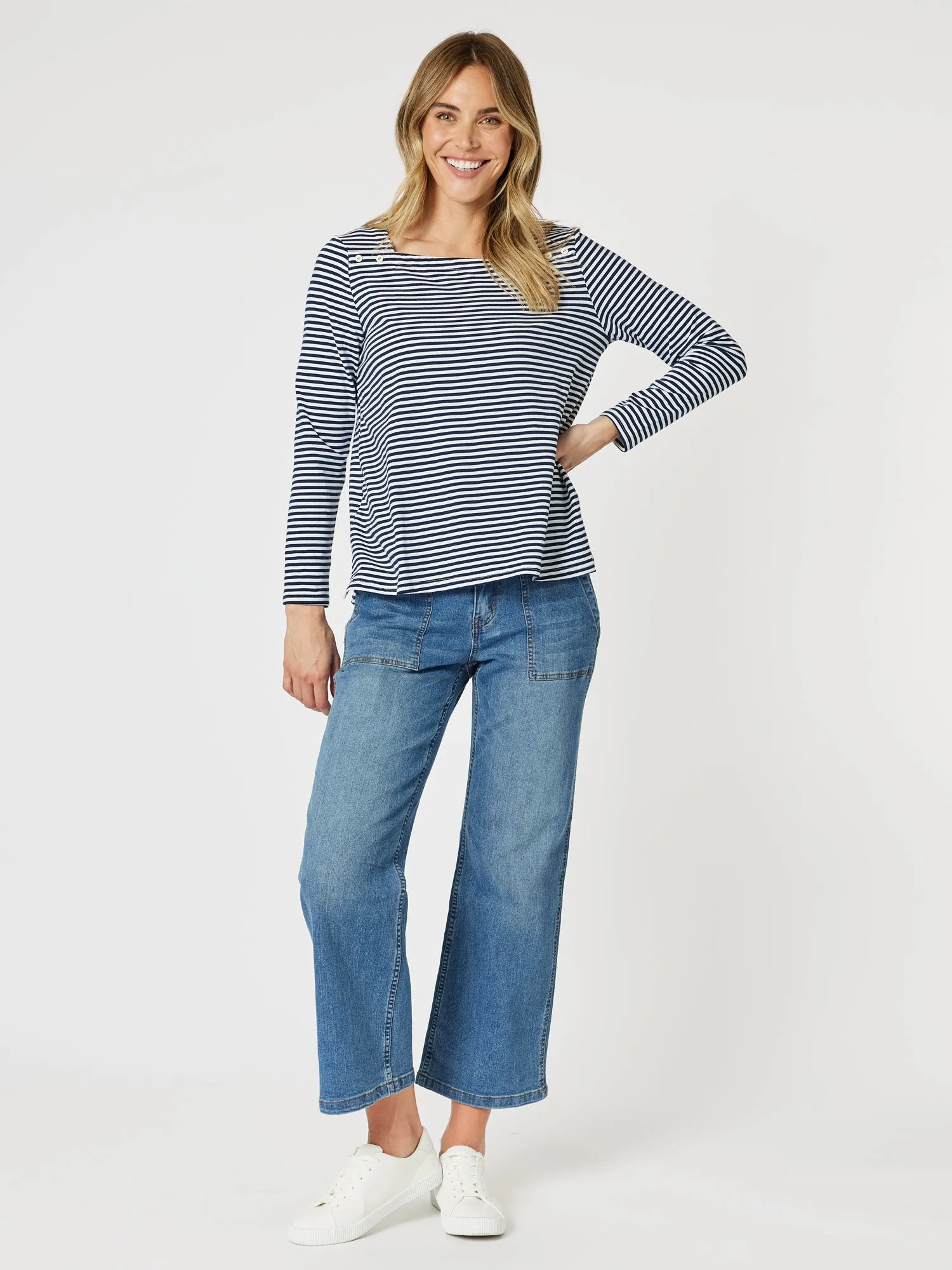 Mariner Stripe Print Top - Navy/White sold by RC & Co product image thumbnail 5