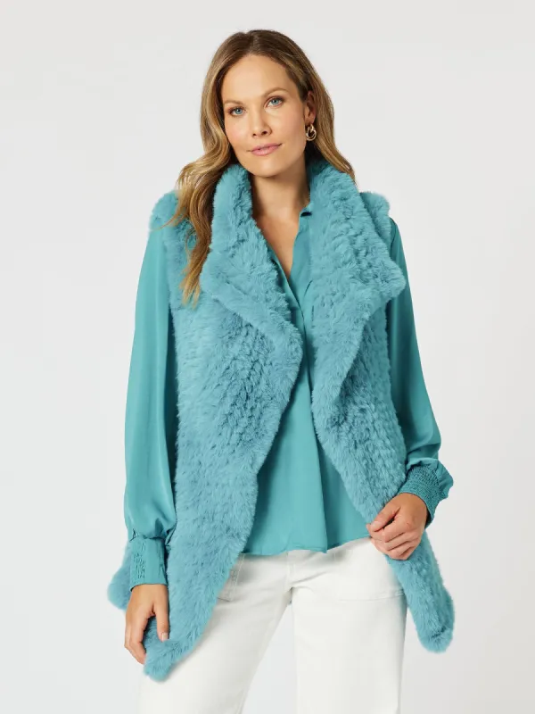 Minx Faux Fur Vest - Teal sold by RC & Co
