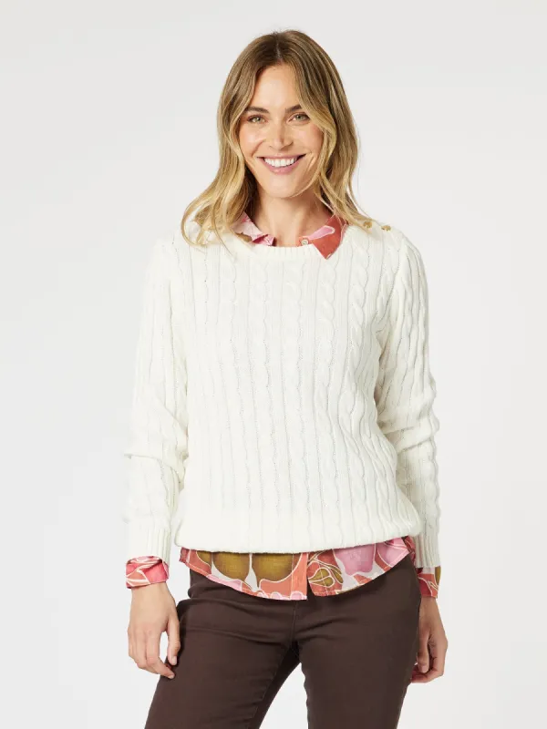 Kala Cable Knit Jumper - Ivory sold by RC & Co