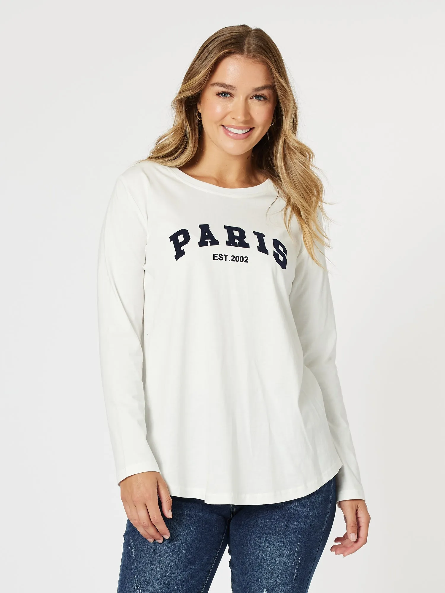 Paris Long Sleeve Tee - White sold by RC & Co